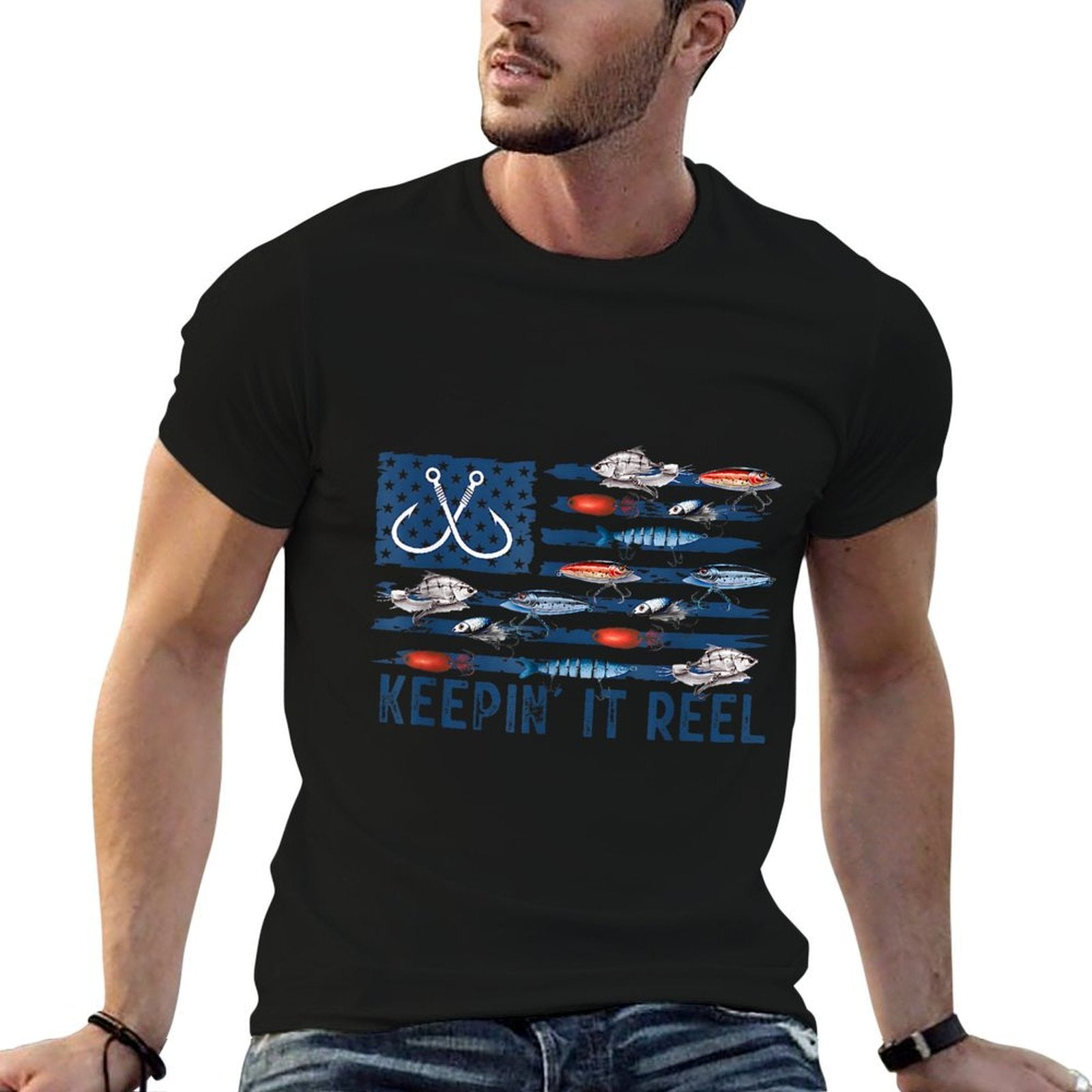 Keepin It Reel Fishing Lure Fisherman Bass Fishing  Wrinkle-resistant T-Shirt